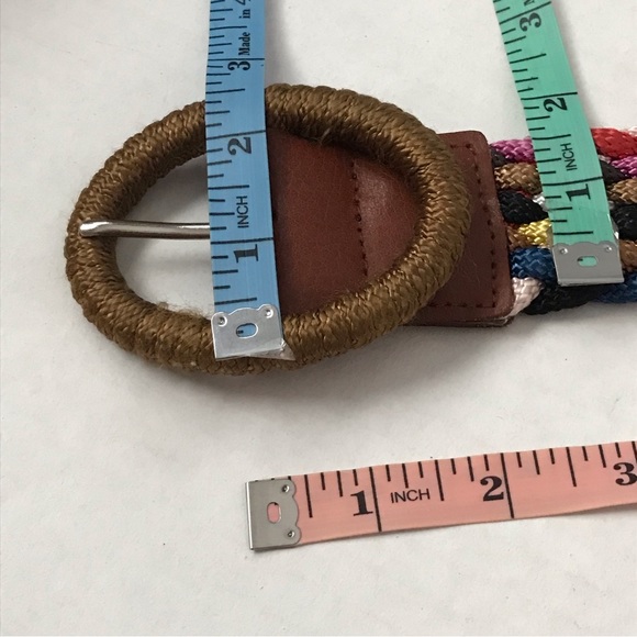 Multi Color Woven Belt Teal Red Blue Black Brown White Yellow Purple Gray OSFA - Picture 7 of 9